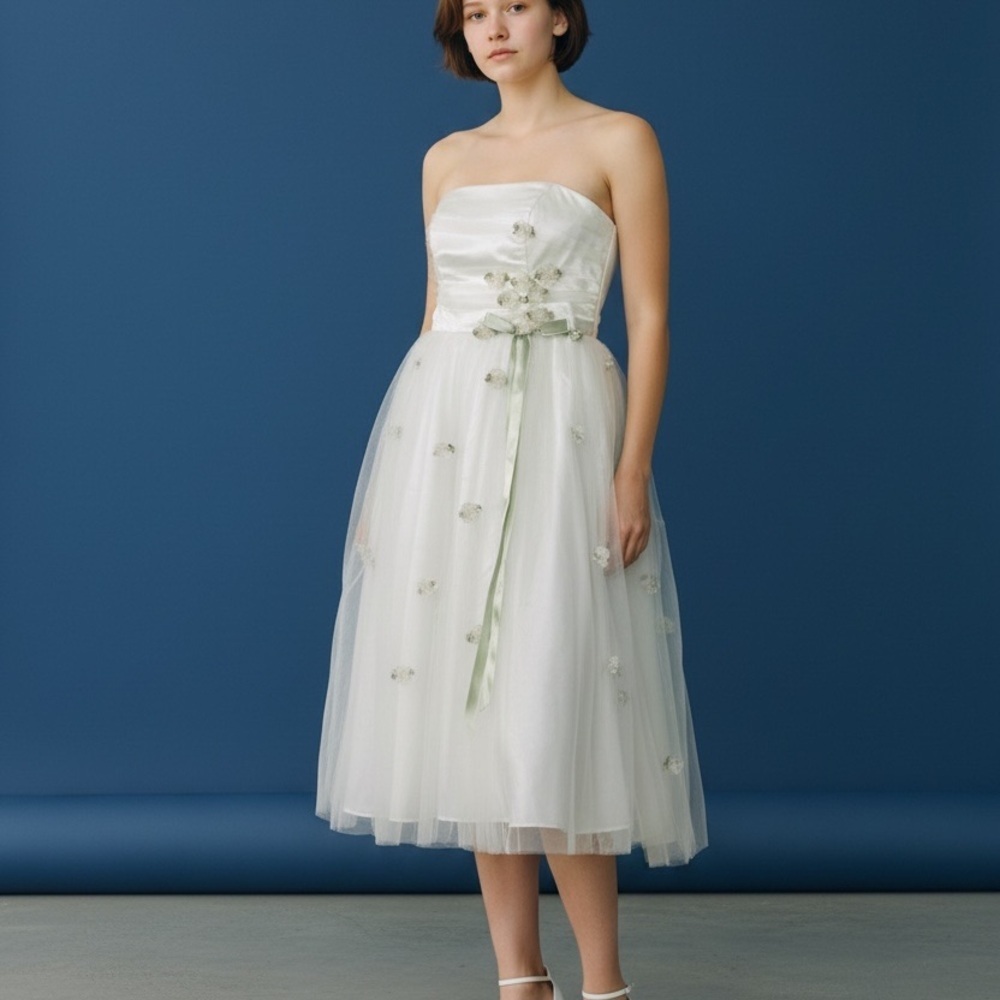 Vintage Jessica McClintock for Gunne Sax Strapless Cream Dress